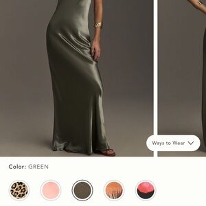 Anthropologie Strapless Mini Maxi Slip Dress in Green